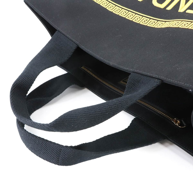 Unused Display Item FENDI Fender Che 2-way Tote Shoulder Bag Canvas Black Gold
