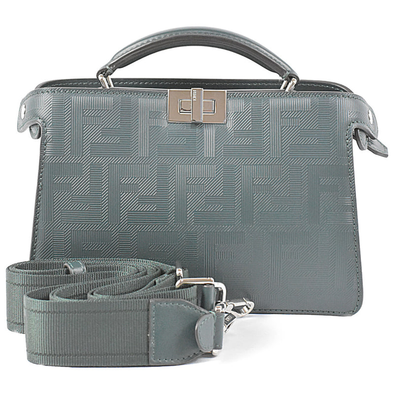 FENDI Super Beautiful Peekaboo ISeeU X-Cross 2way Mini Shoulder Bag F Embossed