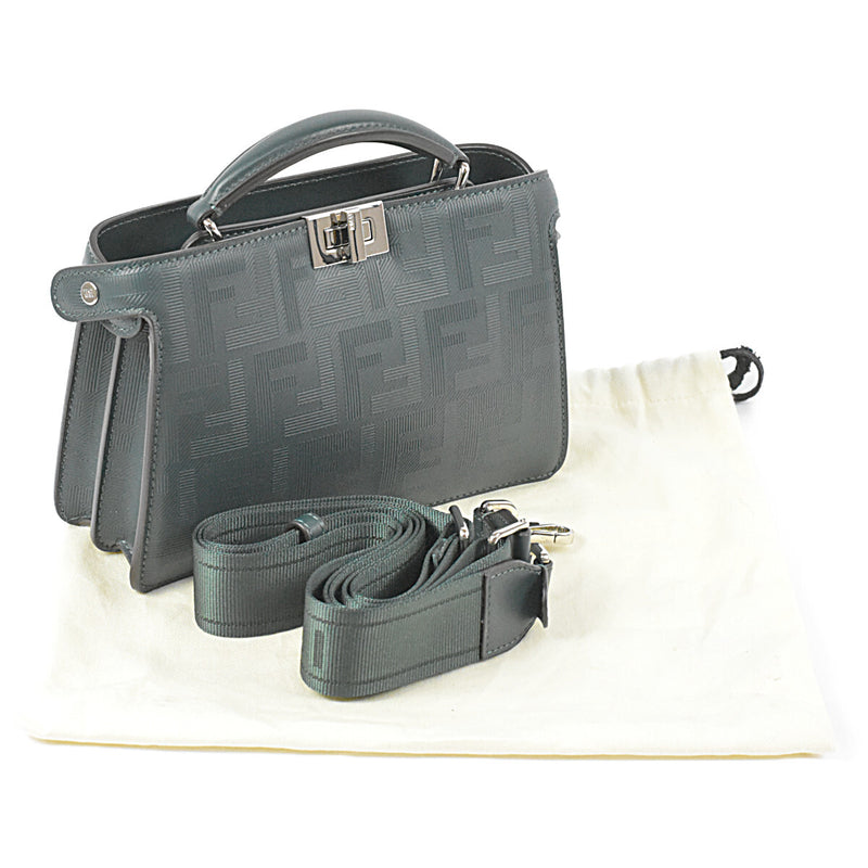 FENDI Super Beautiful Peekaboo ISeeU X-Cross 2way Mini Shoulder Bag F Embossed