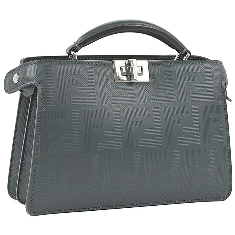 FENDI Super Beautiful Peekaboo ISeeU X-Cross 2way Mini Shoulder Bag F Embossed