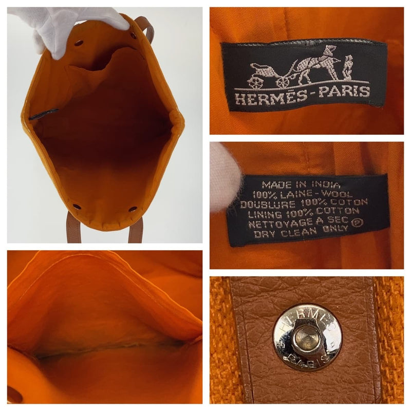 HERMES Hermes Amedava Diagon GM Orange Brown Silver Hardware Canvas/Leather