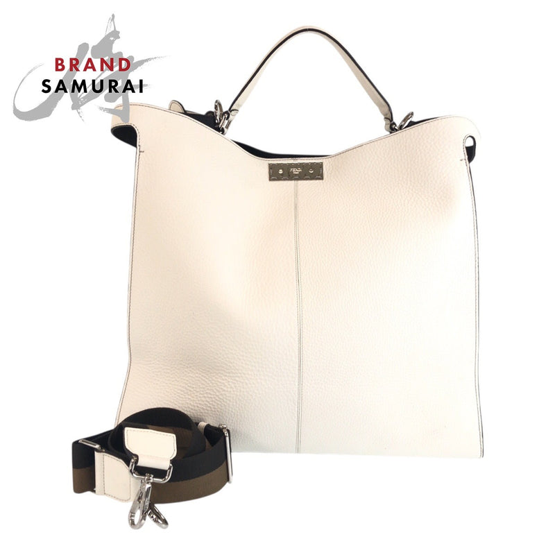 FENDI Peakab XLight Selelia White Leather 7VA448 Tote Bag Business Bag 2WAY