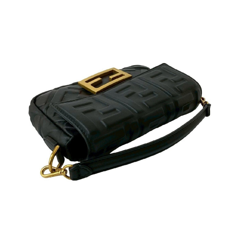 Almost unused FENDI Mamma Bucket FF Logo Hardware Leather 2-way Handbag Chain