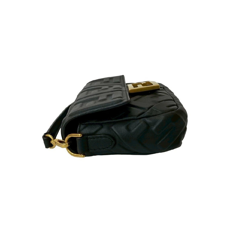 Almost unused FENDI Mamma Bucket FF Logo Hardware Leather 2-way Handbag Chain
