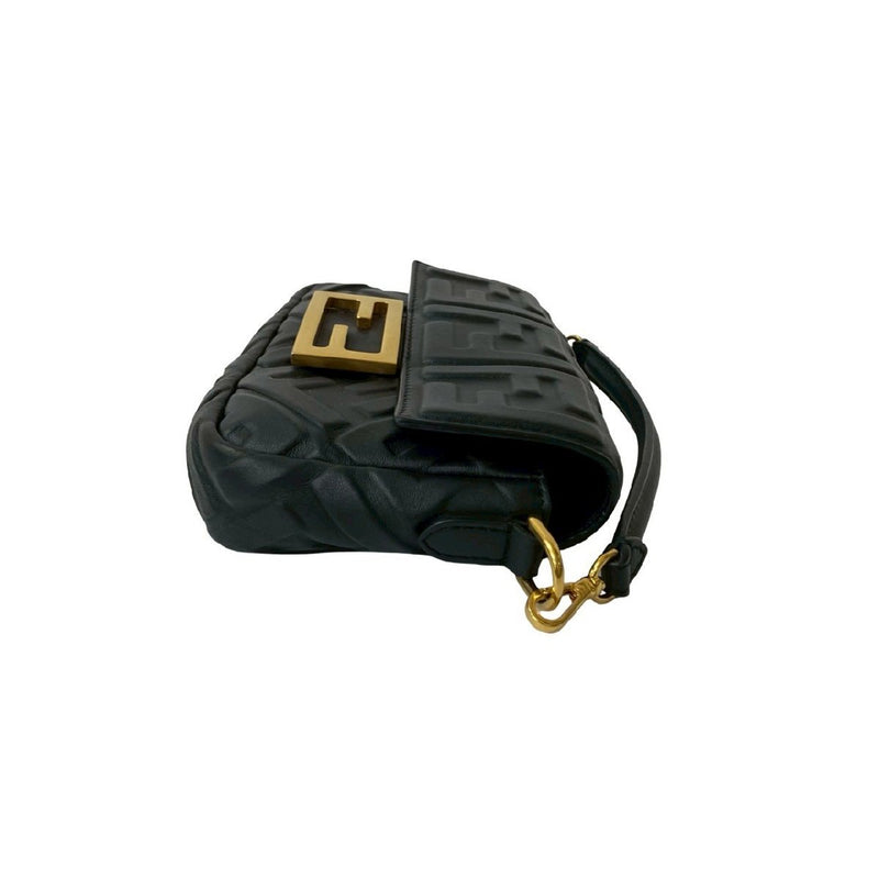 Almost unused FENDI Mamma Bucket FF Logo Hardware Leather 2-way Handbag Chain