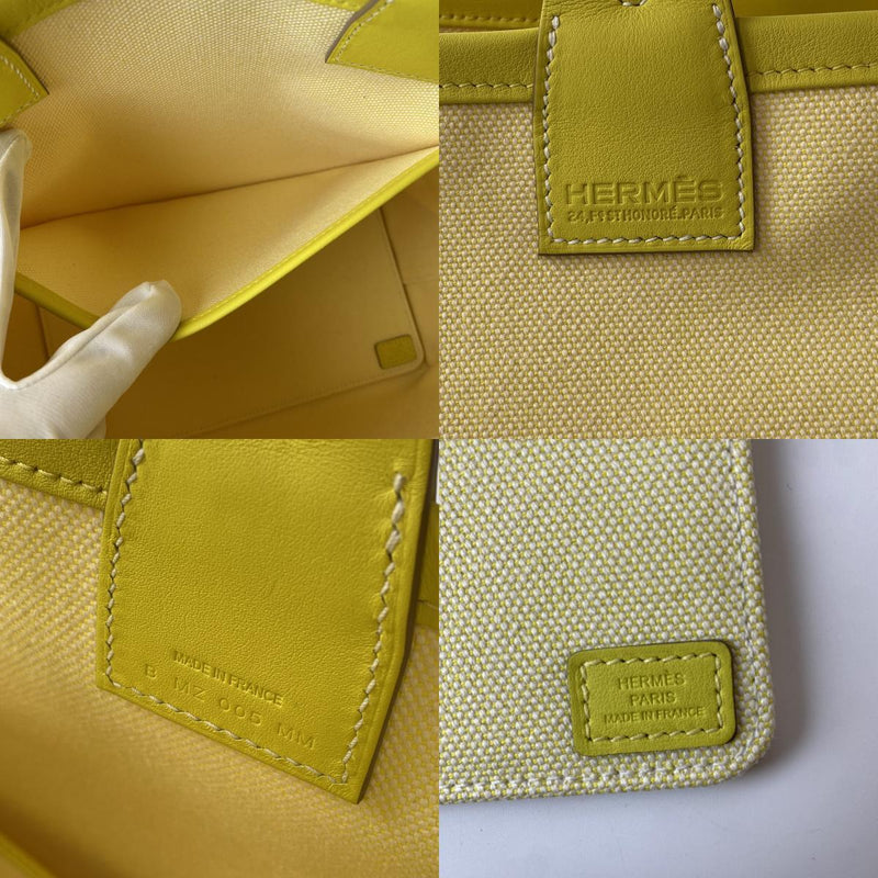 New, unused Hermes HERMES Steeple 25 Citron Lime Tote Bag, Engraved with B Box