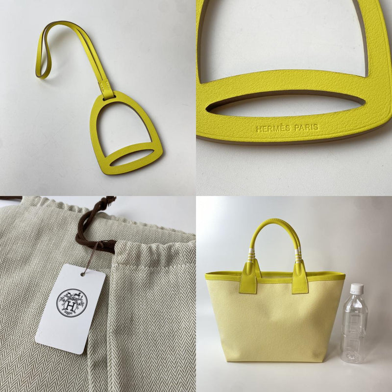 New, unused Hermes HERMES Steeple 25 Citron Lime Tote Bag, Engraved with B Box