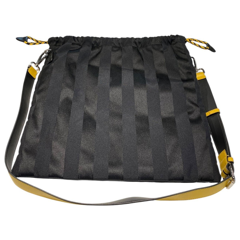 FENDI PEQUIN Pekin Back Slim Clutch Medium Drawstring Shoulder Logo Stripe Bag