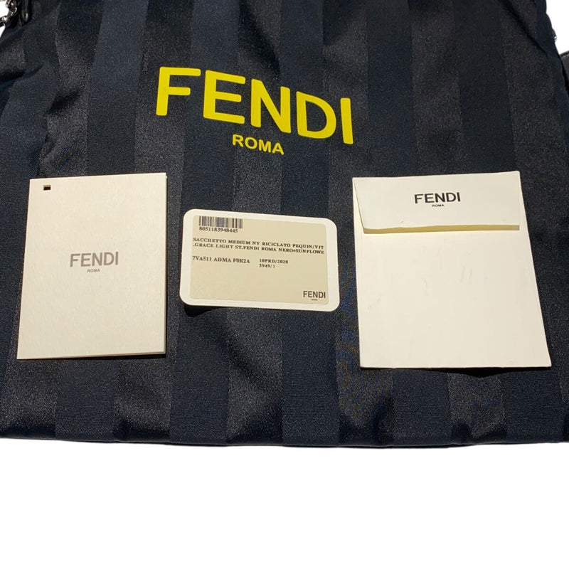 FENDI PEQUIN Pekin Back Slim Clutch Medium Drawstring Shoulder Logo Stripe Bag