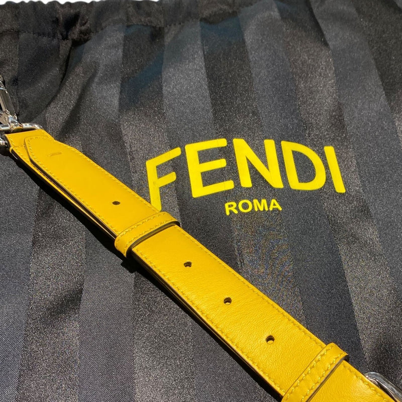 FENDI PEQUIN Pekin Back Slim Clutch Medium Drawstring Shoulder Logo Stripe Bag
