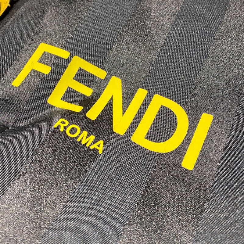 FENDI PEQUIN Pekin Back Slim Clutch Medium Drawstring Shoulder Logo Stripe Bag