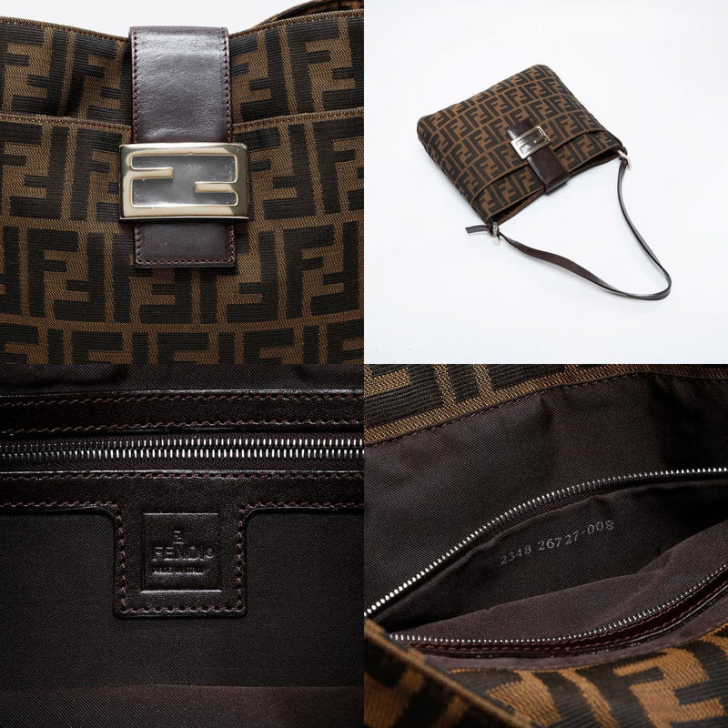 FENDI Shoulder Bag Canvas Zucca Mamma Brown