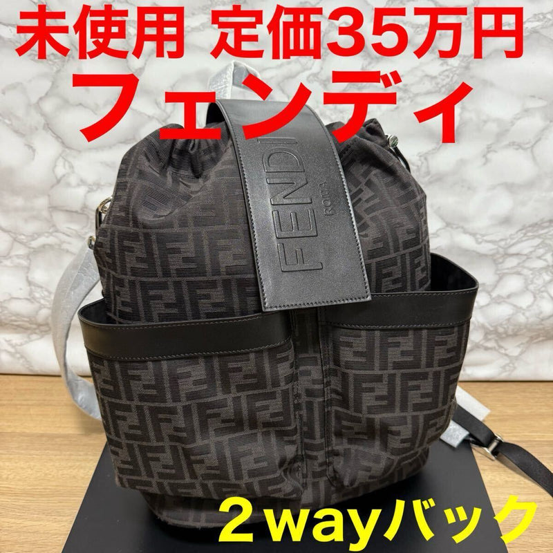 FENDI Unused Backpack Backpack Shoulder Bag 7VZ070-0AG0M F0NPN Black Grey FF