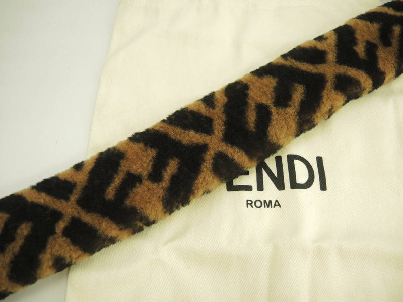 FENDI Long Shoulder Strap FF Motif Mouton Brown Black Thick Good Condition @ 21