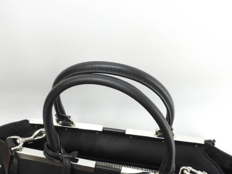 FENDI Trois Jour Leather Black S Handbag Tote Bag in Good Condition @ 54