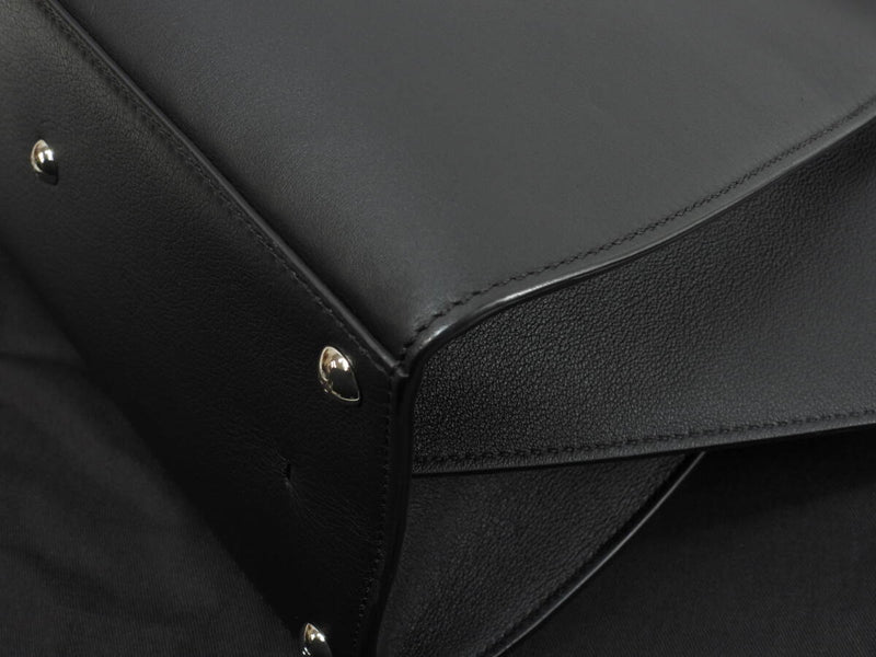FENDI Trois Jour Leather Black S Handbag Tote Bag in Good Condition @ 54