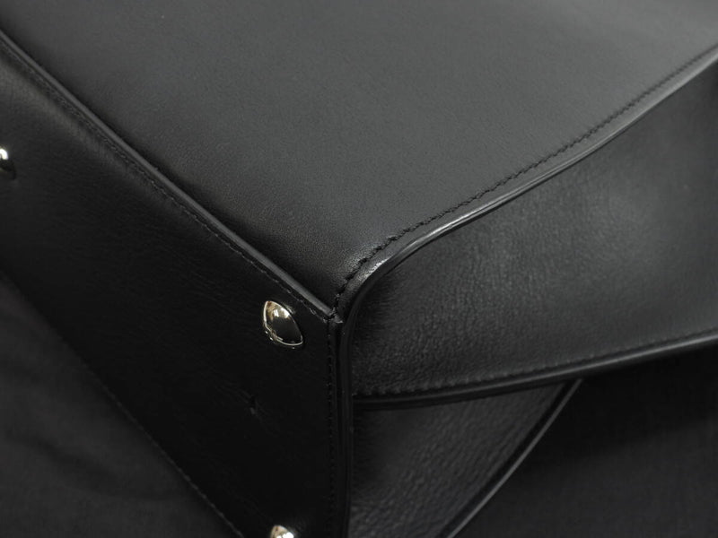 FENDI Trois Jour Leather Black S Handbag Tote Bag in Good Condition @ 54