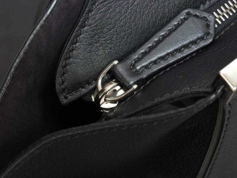 FENDI Trois Jour Leather Black S Handbag Tote Bag in Good Condition @ 54
