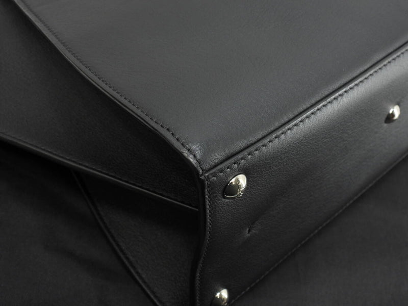 FENDI Trois Jour Leather Black S Handbag Tote Bag in Good Condition @ 54