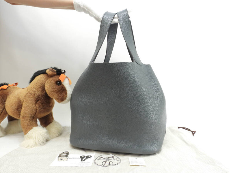 Hermes Picotin Rock GM Torillon Clemence Blue Orange Handbag Tote Bag in good
