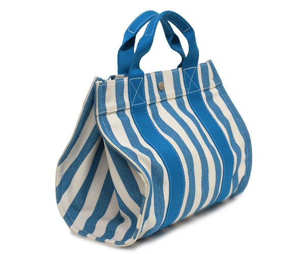 [Quality Shop Tenmaya] [Good condition] Hermes Canvas: Blue x White Cannes PM