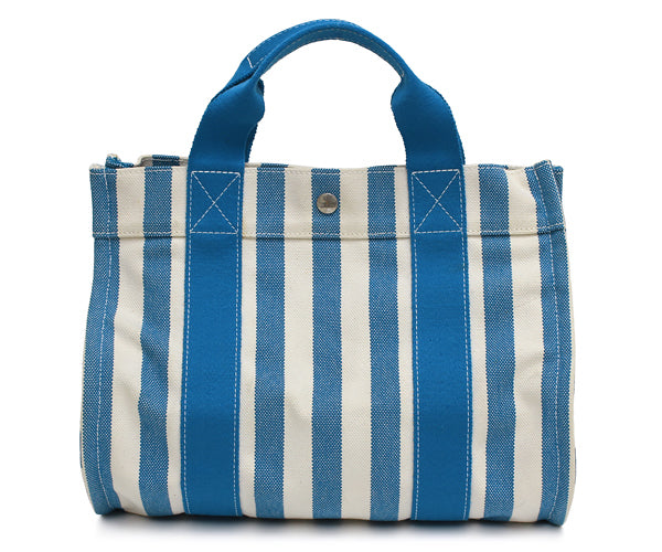[Quality Shop Tenmaya] [Good condition] Hermes Canvas: Blue x White Cannes PM