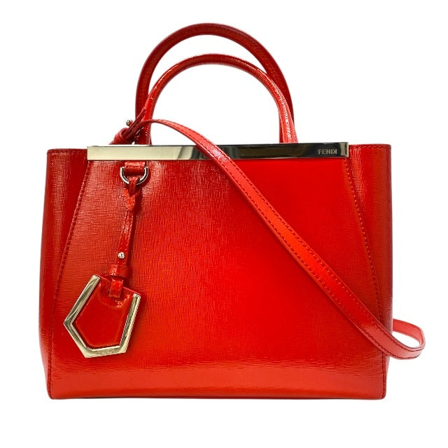FENDI 8BH253-M5Q 2way Petit Toujour Toujour Handbag Tote Bag Leather Enamel Red