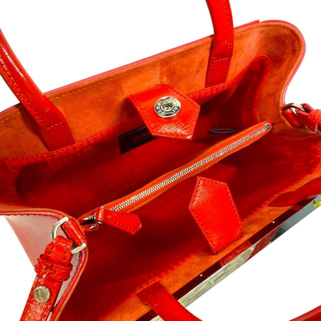 FENDI 8BH253-M5Q 2way Petit Toujour Toujour Handbag Tote Bag Leather Enamel Red