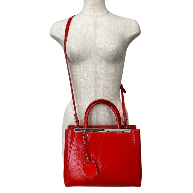 FENDI 8BH253-M5Q 2way Petit Toujour Toujour Handbag Tote Bag Leather Enamel Red