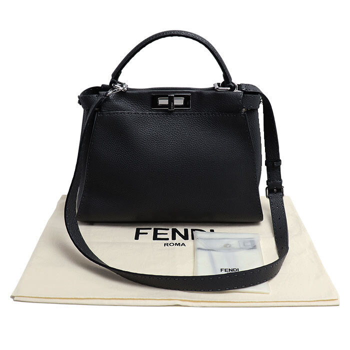 FENDI Serelia Peekaboo Regular 2-Way Shoulder Bag Gray 8BN290 Women's Good