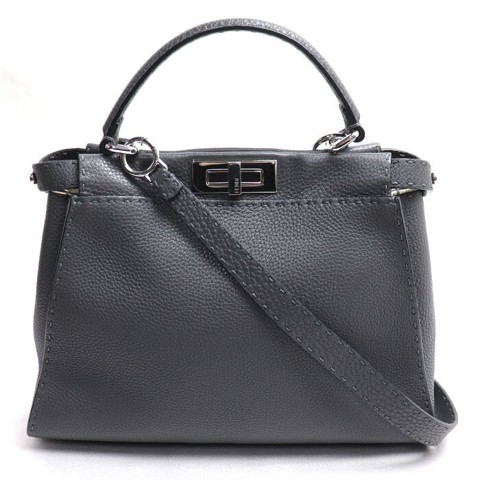 FENDI Serelia Peekaboo Regular 2-Way Shoulder Bag Gray 8BN290 Women's Good