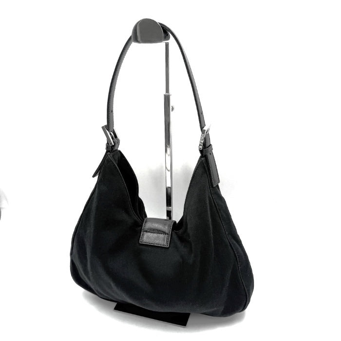 FENDI Handbag One Shoulder Mamma Bucket Logo Buckle Black Free Shipping