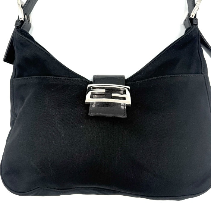 FENDI Handbag One Shoulder Mamma Bucket Logo Buckle Black Free Shipping