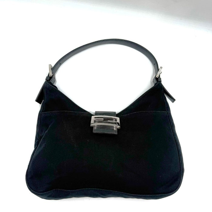 FENDI Handbag One Shoulder Mamma Bucket Logo Buckle Black Free Shipping