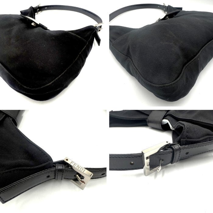 FENDI Handbag One Shoulder Mamma Bucket Logo Buckle Black Free Shipping