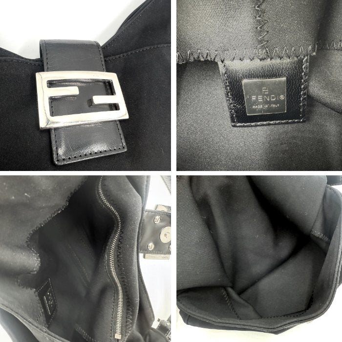 FENDI Handbag One Shoulder Mamma Bucket Logo Buckle Black Free Shipping