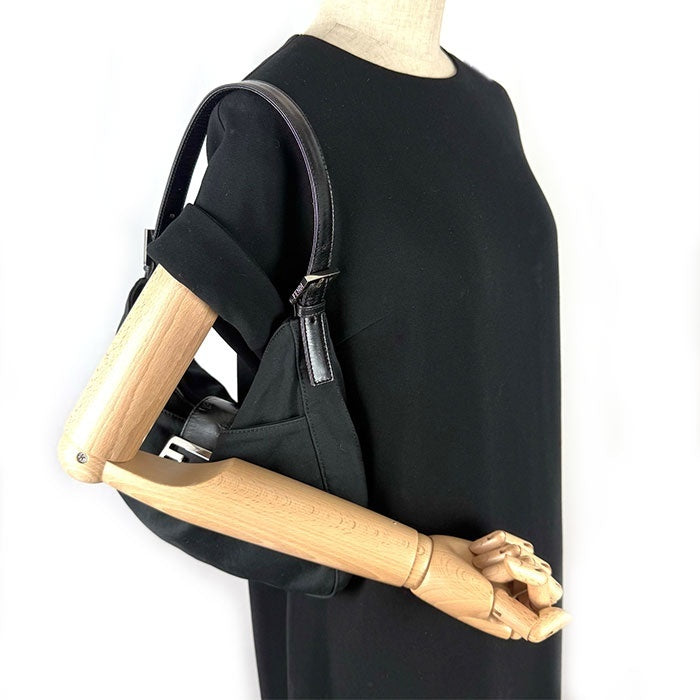 FENDI Handbag One Shoulder Mamma Bucket Logo Buckle Black Free Shipping