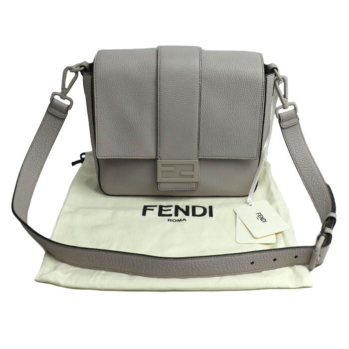 FENDI Bagguette Messenger Medium Shoulder Bag Greige 7VA537 AG0L F047P Women's