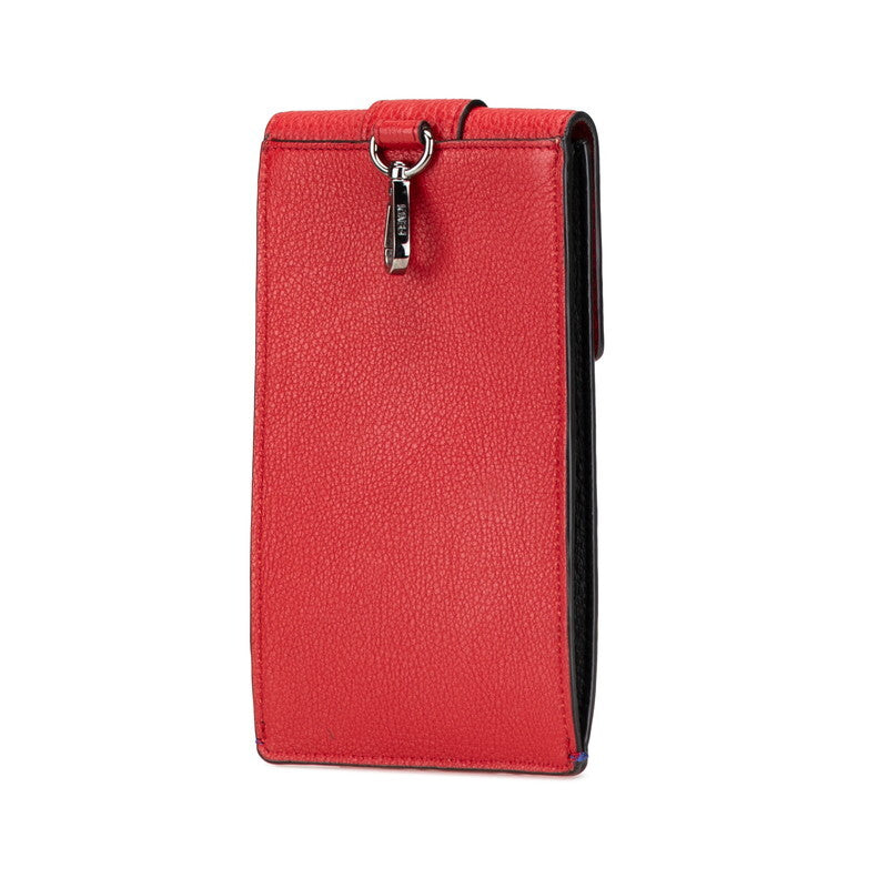 FENDI Shoulder Bag Phone Holder 7AS120 Red Blue Leather Women's FENDI