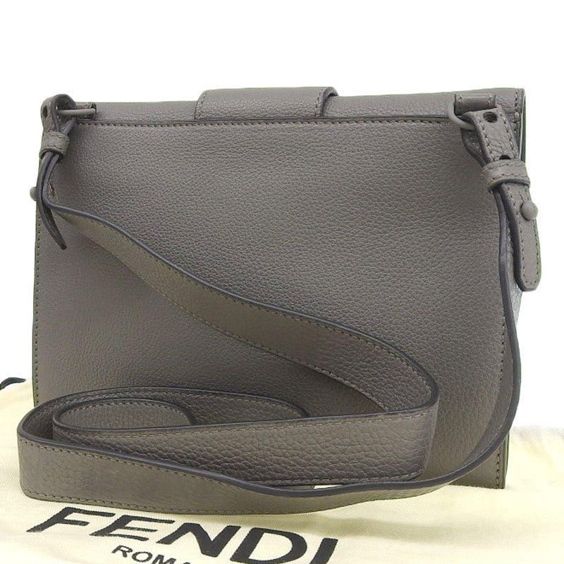 FENDI Flat Bucket Shoulder Bag Leather Gray 7VA524 Beautiful Condition New