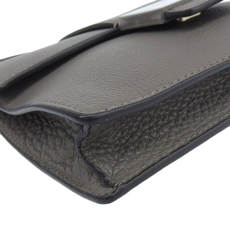 FENDI Flat Bucket Shoulder Bag Leather Gray 7VA524 Beautiful Condition New