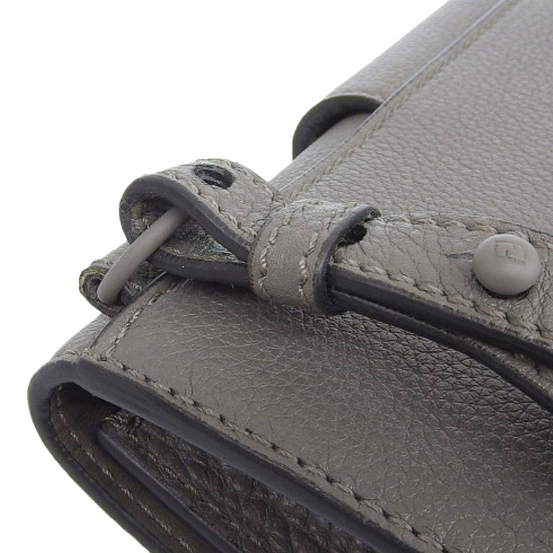 FENDI Flat Bucket Shoulder Bag Leather Gray 7VA524 Beautiful Condition New