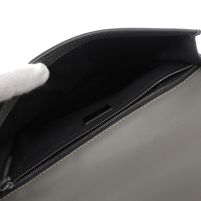 FENDI Flat Bucket Shoulder Bag Leather Gray 7VA524 Beautiful Condition New