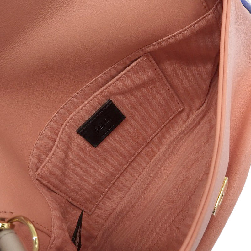 FENDI 2WAY bag, chain shoulder, clutch bag, leather, pink, blue, greige, new