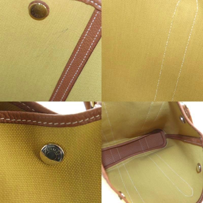 Hermes HERMES Garden File PM Tote Bag Shoulder 2WAY Canvas Leather Toile
