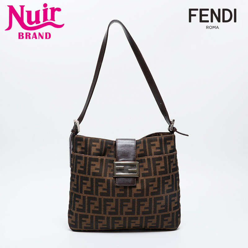 FENDI Shoulder Bag Canvas Zucca Mamma Brown