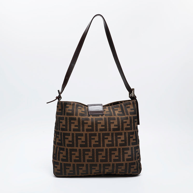 FENDI Shoulder Bag Canvas Zucca Mamma Brown
