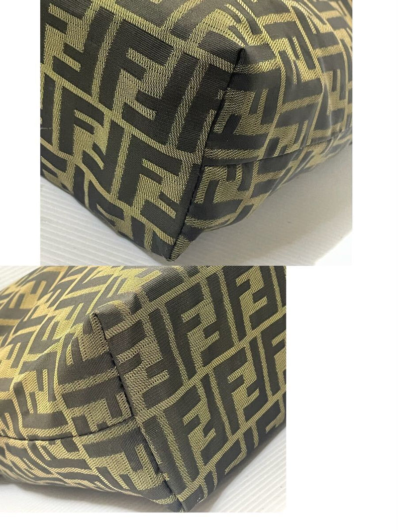 aa28■ Good condition FENDI Zucca pattern canvas leather tote bag brown A4