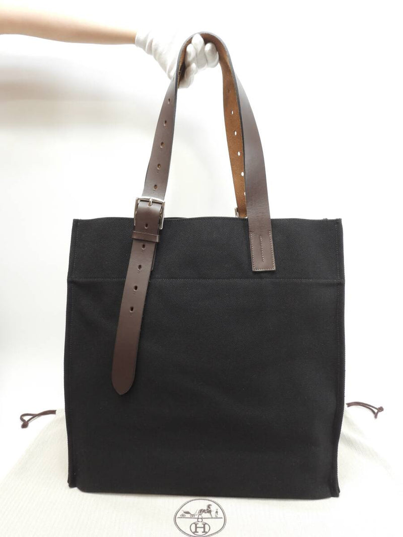 Hermes Tote Bag Etriviere Toal Black Brown Leather Men's Shoulder Bag @□Q
