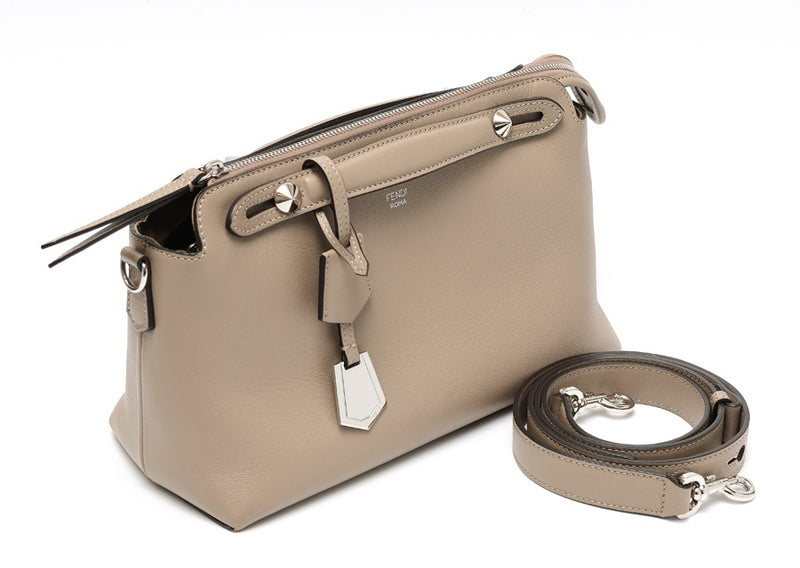 FENDI By the Way Medium Boston Bag 8BL146 Leather Greige S-158686 New Arrival